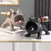 Decorative Objects Figurines Dog Ornament Big Mouth French Bulldog Butler Storage Box with Tray Nordic Table Decoration Resin Animal Sculpture Statue 230715