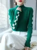 Women's Sweaters Merino Wool Sweater Ladies Half High Neck Pullover Tops Spring / Autumn Colorblock Korean Style Fashion Tight And Thin