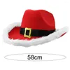 Berets Christmas Santa Claus Hat Lighting Puszysty kowboj