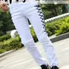 Pantalones vaqueros para hombre club nocturno de lujo con estilo vaquero clásico blanco flaco para hombre Casual RopeDesigner Stretch Punk estilo Boyfriend Denim Pantalones