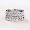 2mm 3mm 4mm 2 Row Full Moissanite Eternity Band 4pc Stackable Rings Stack 925 Sterling Silver Tower Stacking Ring