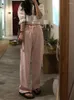 Jeans da donna Rosa Pantaloni dolci stile coreano Donna Vita alta Y2k Bottone femminile giapponese a gamba larga Casual Elegante Estate 2023