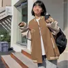 レディースジャケットHouzhouヴィンテージボンバージャケット女性バーシティ特大韓国ファッションストリートウェア野球大学ハラジュクスタイル