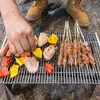 Accessoires voor BBQ-gereedschap Roestvrijstalen opvouwbaar grillrek Draagbaar backpacken Camping Fornuis Oven Kampvuur BBQ-grillstandaard Barbecue-accessoires 230714