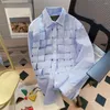 Mäns casual skjortor Stylish Fall Cardigan randig tryck Single-Breasted Löst passform för vårens höstgarderob
