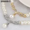 Hot Sale Female Creative Gold Color Necklace Earrings Wedding Bridal Pearl Jewelry Set For Women Lady