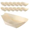 Bowls 120 Pcs Wood Chips Tray Sushi Serving Wooden Container Pine Boat Dish Disposable Catering Supplies
