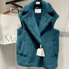 Vêtements d'extérieur pour femmes 100% laine manteau femmes hiver chaud sans manches gilet Designer veste mode Max Cardigan col en V laine manteaux luxe femmes vêtements