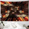 Tapestries Dome Cameras Library Bookhelf 3D Scene Tapestry Psychedelic Wall Hanging Bakgrund Dekor Tyg Fabrik Direktförsäljning kan anpassas R230714