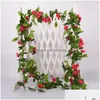 Decoratieve Bloemen Kransen 2.2M Kunstbloem Wijnstok Nep Zijde Roos Klimop Voor Bruiloft Decoratie Wijnstokken Opknoping Garland Home Decor Dhjy0