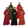 Vestuário étnico Árabe Muçulmano Feminino Vestuário de Oração Mangas Alargadas Com Capuz Adoração Vestido Thobe Oriente Médio Robe Islâmico Abaya Hijab Vestido