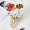 Decorative Flowers Wreaths 24K Foil Plated Gold Rose Flower Lasts Love Wedding Decor Lover Creative Mothers/Valentines Day Gift 8 Dhume