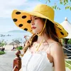 Chapeaux à large bord printemps été femme grand chapeau de seau de voyage en plein air mode pliable Dot chapeau de soleil défendre les casquettes de plage ultraviolettes