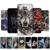 For Xiaomi Redmi Note 9 Global Phone Back Cover Black Tpu Case Lion Wolf Tiger Dragon