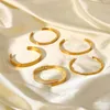 Strand Stainless Steel PVD 18K Gold Plated Tarnish Waterproof Simply Zircon Solid Bangles For Woman Jewelry Wholesale Trendy INS