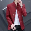 Ternos masculinos DYBZACQ Jaqueta de gola alta estilo chinês com bordado Tang casual XF8807