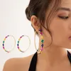 Hoop Earrings Charming Women Round Shape Bright Luster Faux Crystal Large Nickel Free Fashion Jewelry