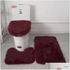 Bath Mats Solid Color Bathroom Mat Set Fluffy Hairs Carpets Modern Toilet Lid Er Rugs Kit 3Pcs/Set Rec 50X80 50X40 45X50Cm 843 D3 Dr Dhwcy