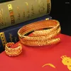 Bangle Dicai Sencate Gold Plaged Bracelet Women Ring Ring Arabian Luxury Charm Barkes Dubai Jewelry Set Massioner Fashion