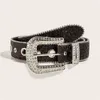 Ceintures Goth strass femmes bracelet en cuir PU Western Cowboy Y2K filles ceinture pour jean hommes livraison directe dame