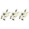 Fleurs décoratives 3 Pcs Mini Rose Mariage Disposition Accessoires Anneaux Pilier Bougies Faux Eucalyptus Arbre Faux Guirlande Décor Tissu Cône Titulaires