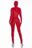 Kvinnors jumpsuits Rompers Kvinnors våta blanka PU-syntetiska läderdräkt Långärmad dragkedja Öppen Crotch Latex Skin-Tight Garment Club Uniform Plus Size S-5XL 230714