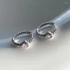 Hoop Earrings Vintage Pink Love Heart Silver Color Small For Women Egirl Y2K Aesthetic Grunge Jewelry Accessories