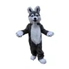 Halloween Grau Langes Fell Husky Hund Maskottchen Kostüm Haariger Wolf Puppe Kopfbedeckung Pelziger Fuchs Anime Kostüm Parade Anzüge Set303E