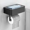 Porte-papier hygiénique Porte-rouleau de papier toilette avec distributeur de lingettes Noir Multi-fonctions Salle de bain Support de rangement Porte-rouleau de papier Accessoires en acier inoxydable 230714