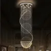 Lustres en cristal à LED Lumières escaliers suspendus lampe lumineuse Décoration d'éclairage intérieur avec luminaires de lustre D70CM H200CM305K