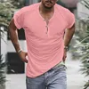 T-shirty męskie vintage bawełniane koszulki mężczyzn Solidny kolor krótkiego rękawu Załoga szyi Henry T Shirt Summer Casual Męskie Tees Lose Tees Streetwear L230715