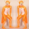 Orange Weiß Lycra Spandex Fuchs Catsuit Kostüm Unisex Komplettes Outfit Sexy Frauen Männer Strumpfhosen Bodysuit Kostüme Zurück Reißverschluss Halloween Pa2436