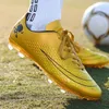 Klädskor låg ankel tf ag fotbollssneakers för unisex fotväskor guld orange fotboll män non slip sportträning 230714