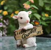 Décorations de jardin American Creative Piggy Welcome Card Résine Ornements Extérieur Jardin Villa Sculpture Artisanat Cour Pelouse Figurines Décoration L230715