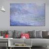 Canvas Art Impressionist Cliffs at Pourville Rain Claude Monet Landscape Painting Handmade Romantic Home Decor