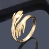 Selling High Quality Romantic Ring Fashion Adjustable Women's Gold And Silver Hug Ring