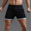 Mens shorts Rainbow Skinny Patchwork Gym Casual Streetwear Solid Color Kne Length Pants S4XL Leisure Running Fitness 230714