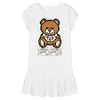 Novo vestido de verão moda marca dos desenhos animados estilo carta crianças roupas da menina de manga comprida urso impressão roupas do bebê meninas vestidos de princesa 2-10 ano