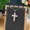 Chains Simple Crystal Pendant Necklace Natural Stone Cross Rose Quartz Charms Stainless Steel Chain Choker Necklaces Jewelry Accessory