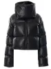 Giubbotti invernali casual cappotto a bolle oversize nero per le donne 2022 moda cerniera collo sciarpa piumini corti verde Parka streetwear