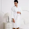 Kvinnors sömnkläder Kvinnor och män Summer Waffle El Bathrobe Cotton Universal Full Sleeve Kne Length Nightrown Kimono Bath Robe