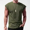 Men's T-Shirts 2023 Mens Casual T-shirt Sleeveless O-Neck Vest Baggy Tshirt Tops Summer Leisure Sports Loose T Shirts Tee Clothing For Men L230715