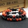 Strand 2pcs/set Trendy Beaded Bracciali di corda intrecciata 8mm Pietre naturali Color Tiger Bracciali da uomoBracciali Gioielli da donna Coppie regalo