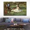 Canvas Art Impressionist The Monet Family in Garden at Argenteuil Claude Monet Landscape Painting Handmade Romantic Home Decor