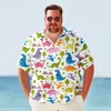 Camicie casual da uomo Big Tall Haiian Camicia per uomo Vintage Cartoon Dinosaur Stampa Estate Plus Size Manica corta Abiti oversize Y2kStreetwear L230715