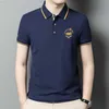 Męskie koszulki Minglu Cotton Summer Męskie koszule polo luksusowe pique krótki rękaw stały kolor haft szczupły fit Casual Party Man T-shirty L230715