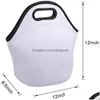 Boîtes À Lunch Sacs Sublimation Blanc Insation Thermique Boîtes Étanche Phréatique Matériel Blanc Maison Pique-Nique Bande Dessinée Sacs Portable Noir Dhgsd