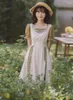 Casual jurken Cottage Mori Girl Dress Woman Japan Prairie Chic Style Chiffon Flare Sleeve Bandage Vintage Lawn Retro Vestido Festa