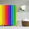 Shower Curtains Waterproof shower curtains with 12 hooks colorful striped bathroom curtains polyester fabric bathroom curtains used for home decoration 230714