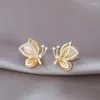 Stud Earrings Exquisite Butterfly Opal For Women Hollow Design Zircon Ear Party Wedding Jewelry Accessories Gifts Wholesale